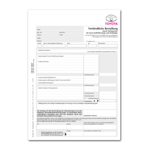 Neuwagenbestellung (Verkauf an Verbraucher) 25 Stück/Block