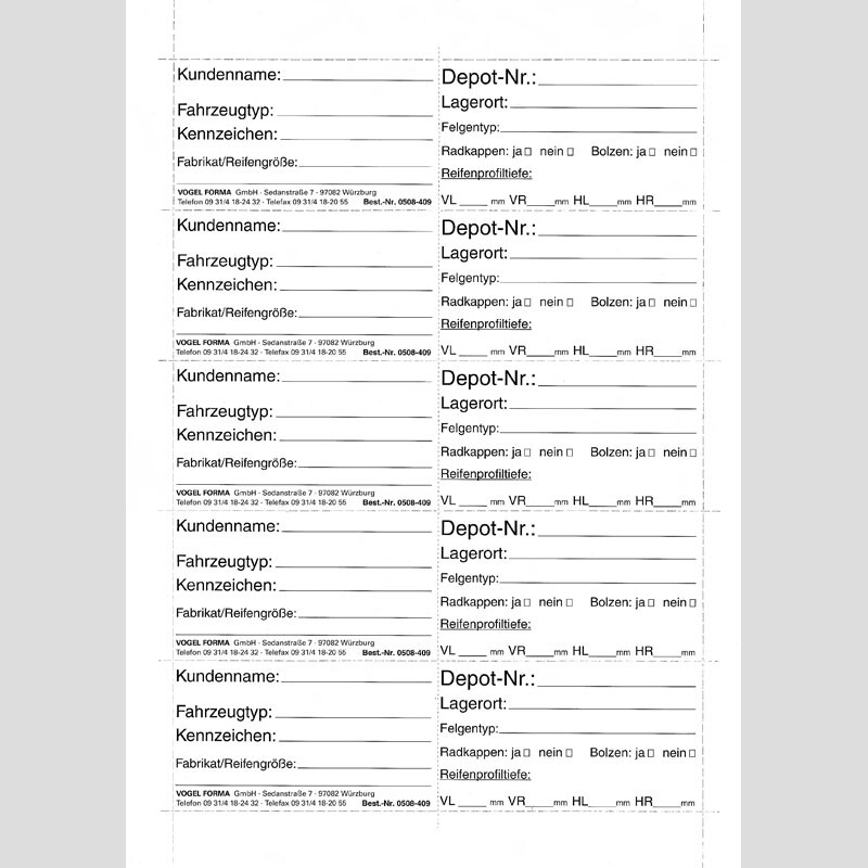 Beschriftungsbögen für Rad-/Reifenanhänger, 2